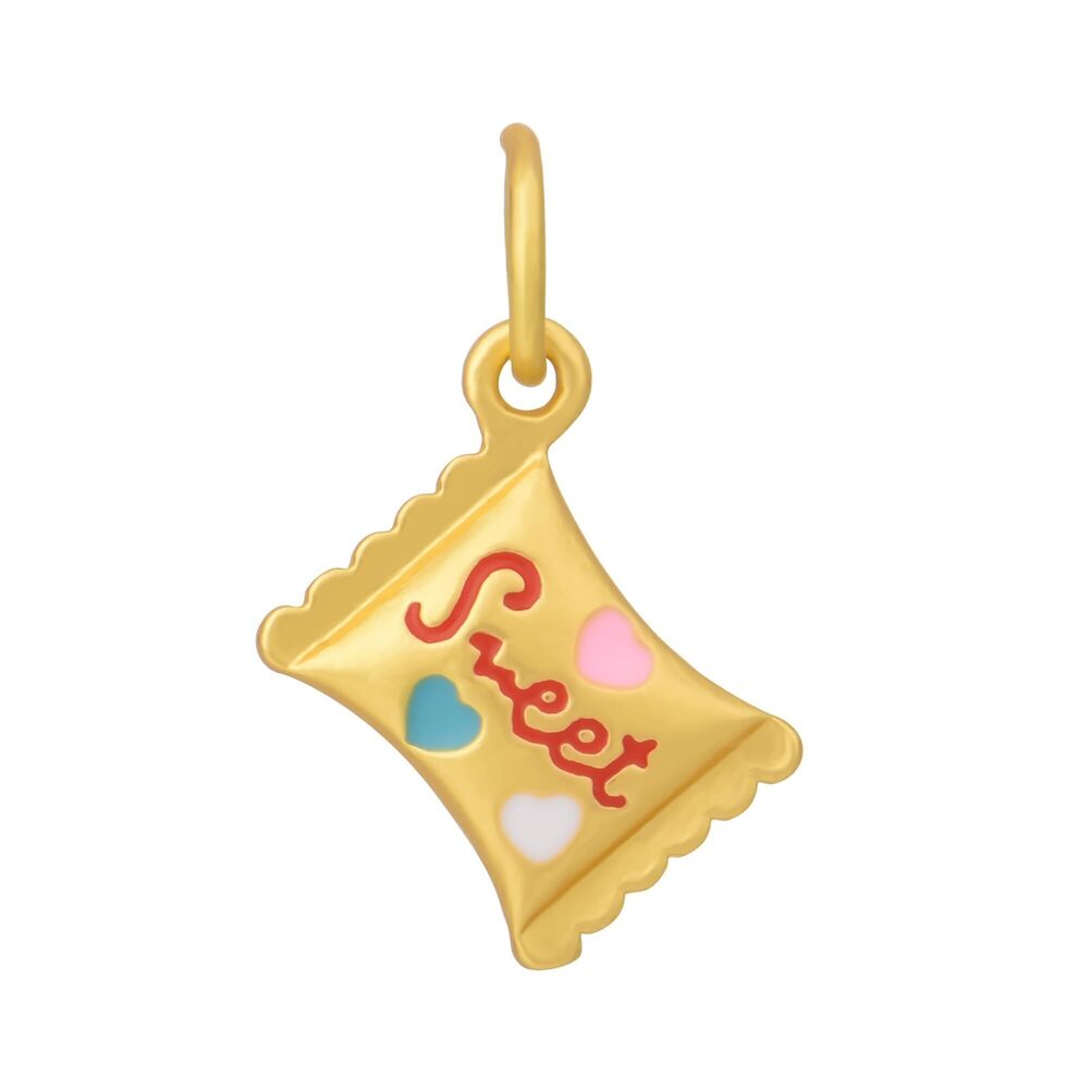 4823 Pack of 10 PCS Sweets Bags 3D Enamel Charms Matte Gold Plated Kawaii